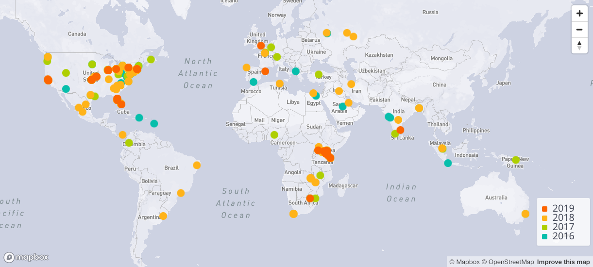 Map of all the learning circles around the world. 